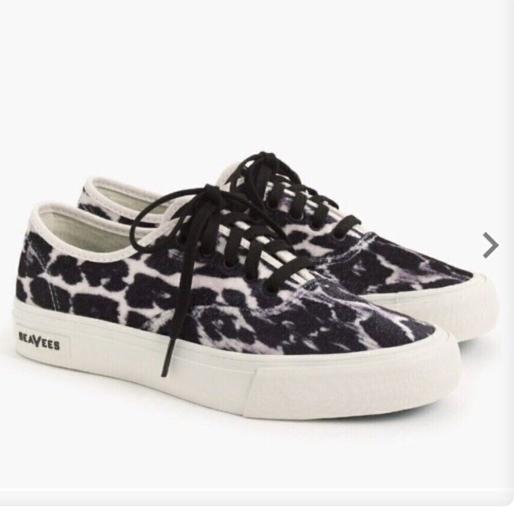 J.Crew SeaVees Legend Lace Up Velvet Leopard Sneakers Size 8.5 NWT